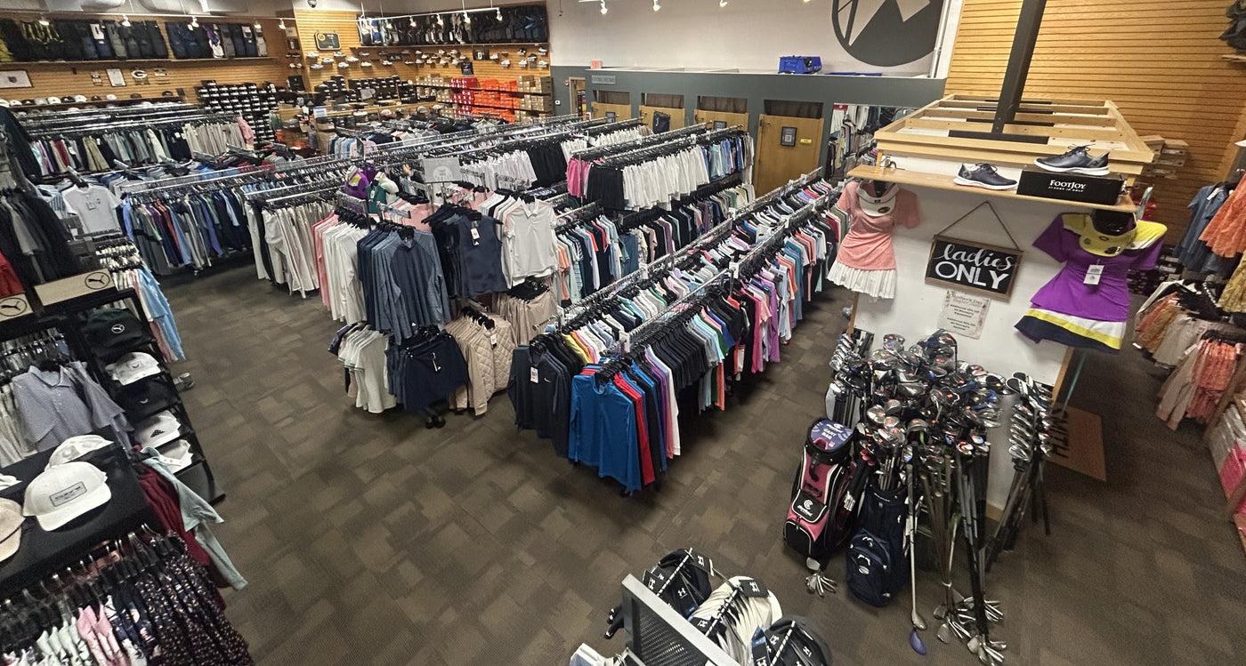 Large inventory of golf shoes, hats, and performance apparel at the premier golf and ski retail store in Oshkosh, WI.