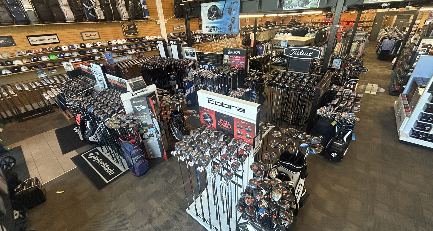 Huge stock of golf clubs, bags, and equipment at Wisconsin’s largest golf shop serving the Fox Valley and Oshkosh area.