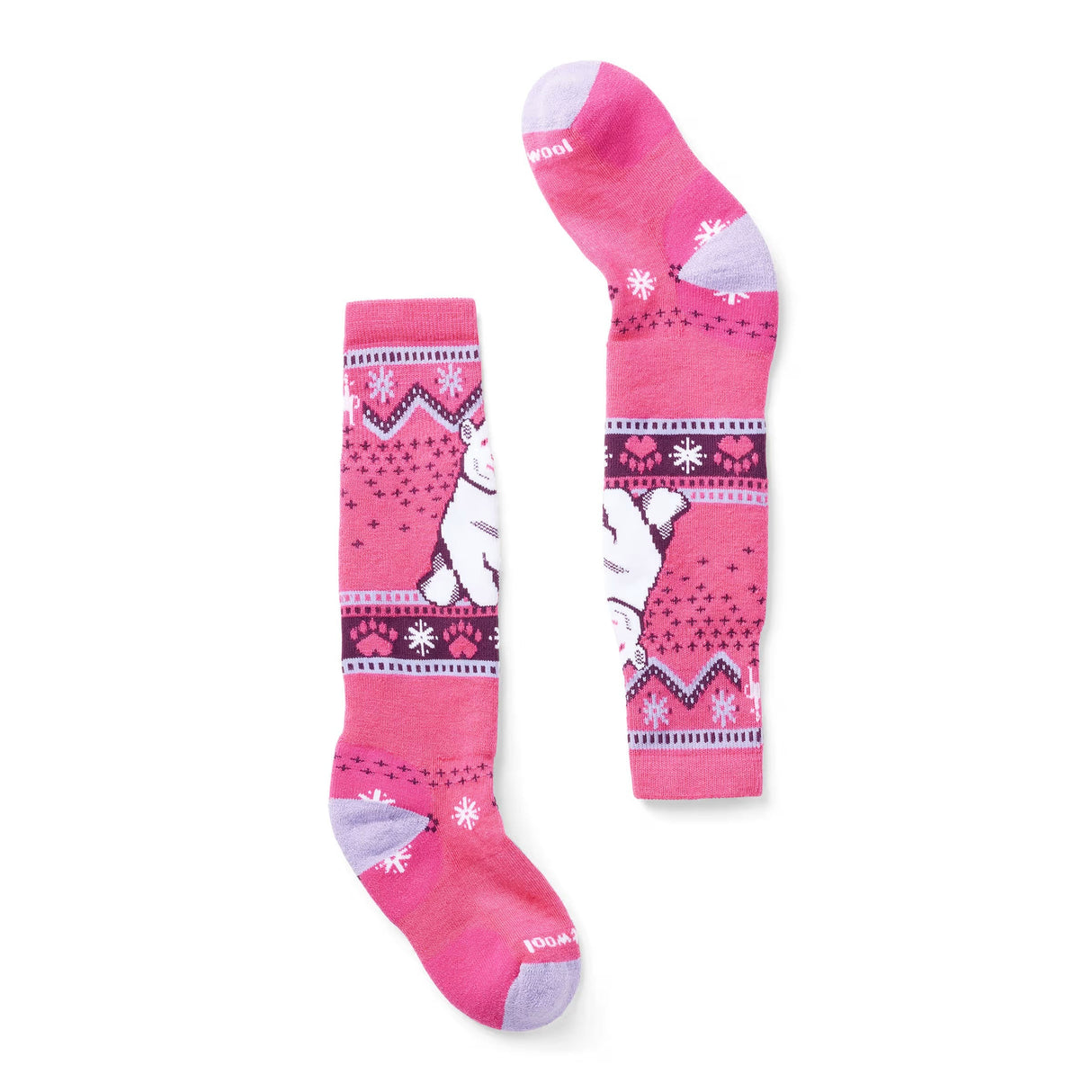 SMARTWOOL YOUTH WINTERSPORT FULL CUSHION POLAR BEAR PATTERN OTC SOCKS