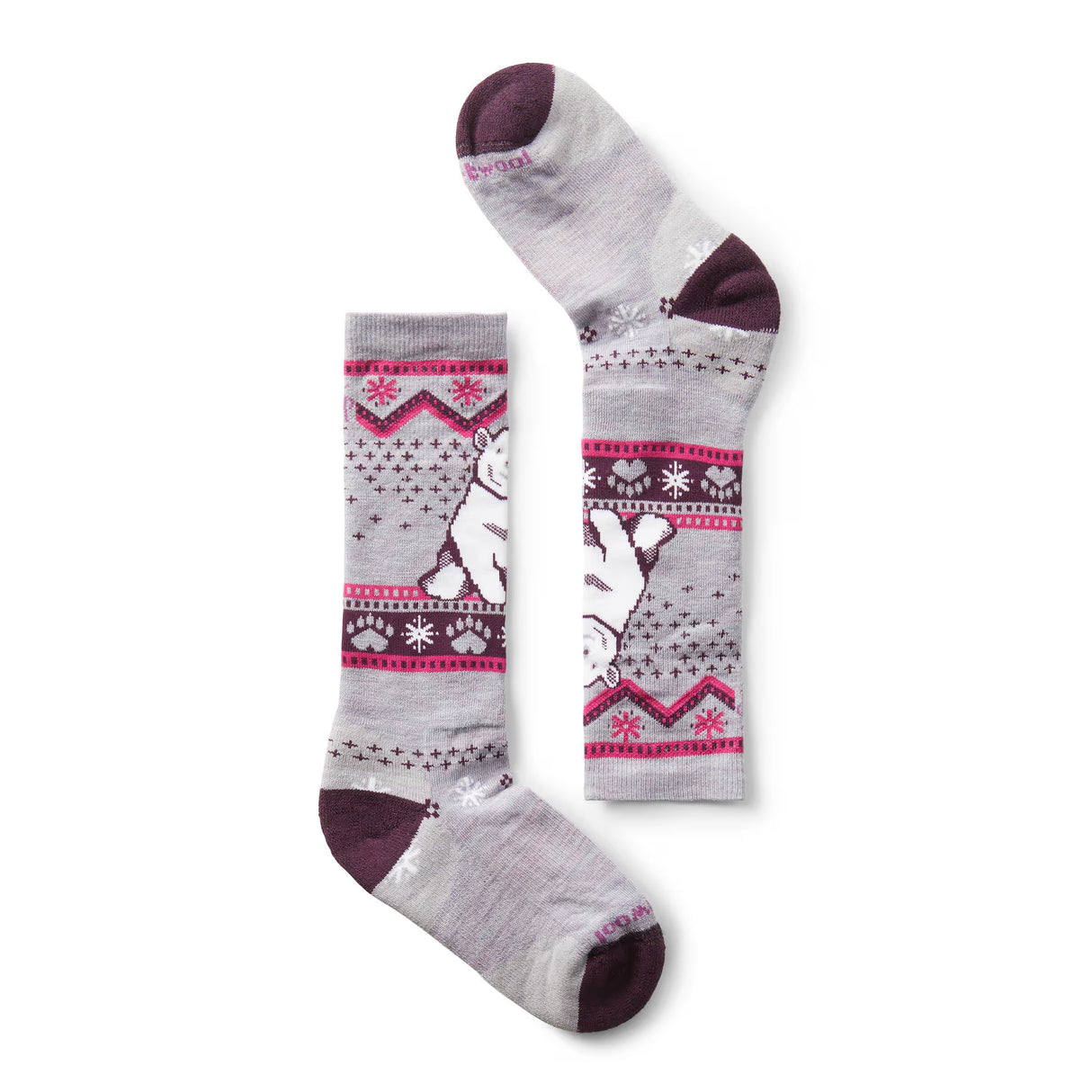 SMARTWOOL YOUTH WINTERSPORT FULL CUSHION POLAR BEAR PATTERN OTC SOCKS