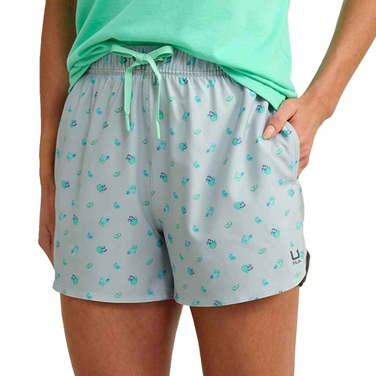 HUK WOMENS PURSUIT PRINTED VOLLEY SWIM SHORT 25