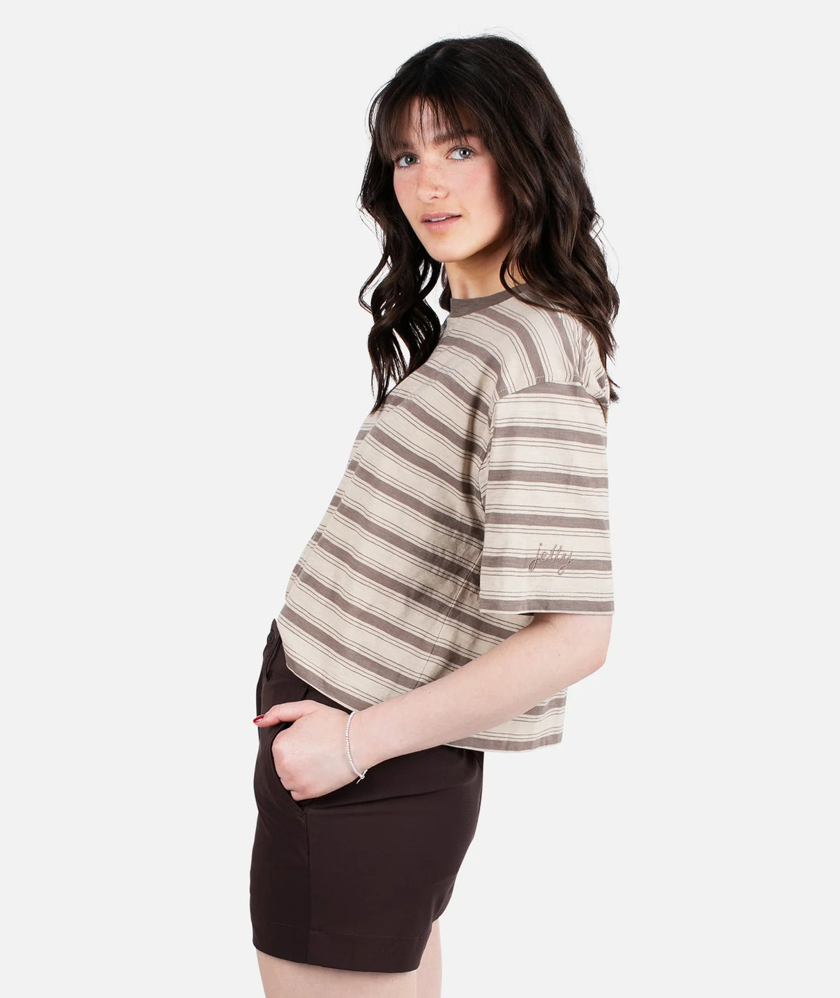 JETTY WOMENS AVALON STRIPED SHORT SLEEVE SHIRT 25