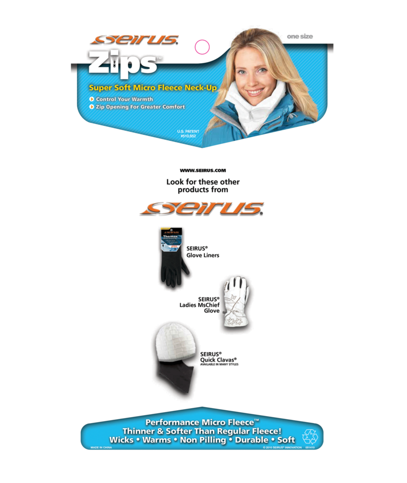 SEIRUS UNISEX ZIPS MICRO FLEECE NECK-UP FACE MASK