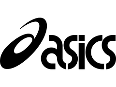Official logo for ASICS, featuring high-performance golf shoes, spiked footwear, and comfortable golf course equipment.