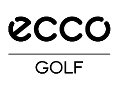 Official company logo for ECCO Golf, emphasizing premium leather golf shoes, hybrid outsoles, and anatomical comfort.