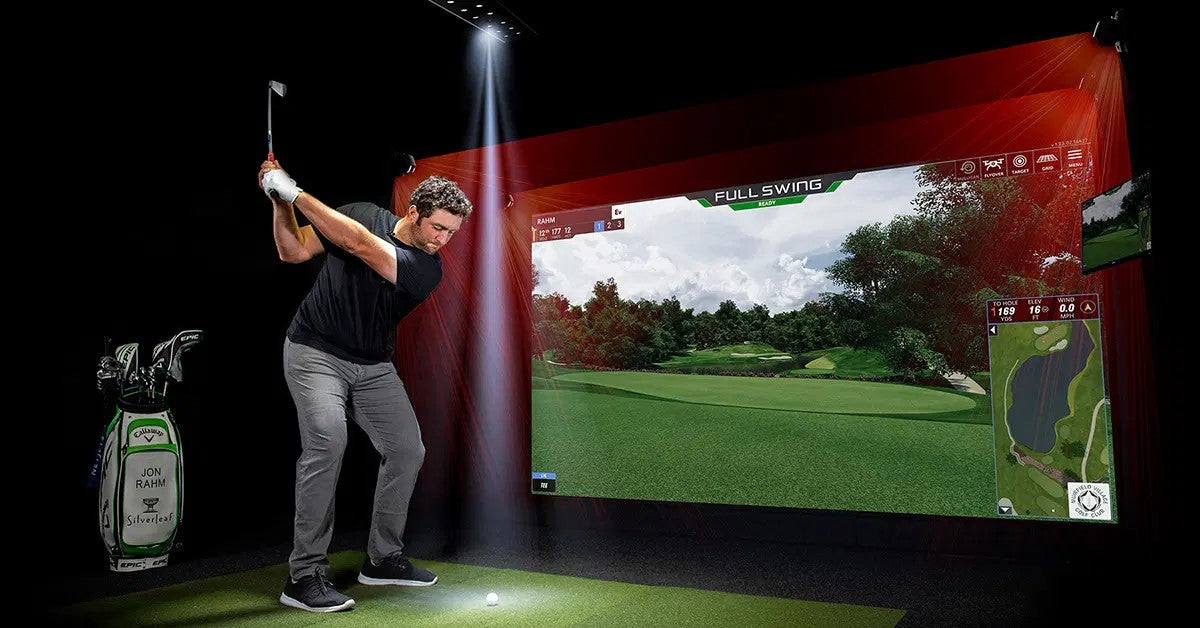 Advanced Full Swing indoor golf simulator for year-round practice and play at our retail center in Wisconsin.