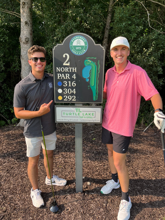 Our marketing intern enjoying local Wisconsin golf; he helps share our passion for sports with the Oshkosh community.