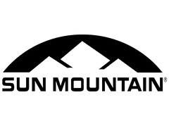 Official company logo for Sun Mountain, emphasizing innovative golf bags, lightweight push carts, and durable travel gear.
