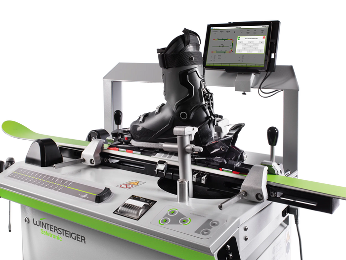 Advanced Wintersteiger Safetronic ski binding torque testing and inspection at Skiers Outlet in Northeast Wisconsin.