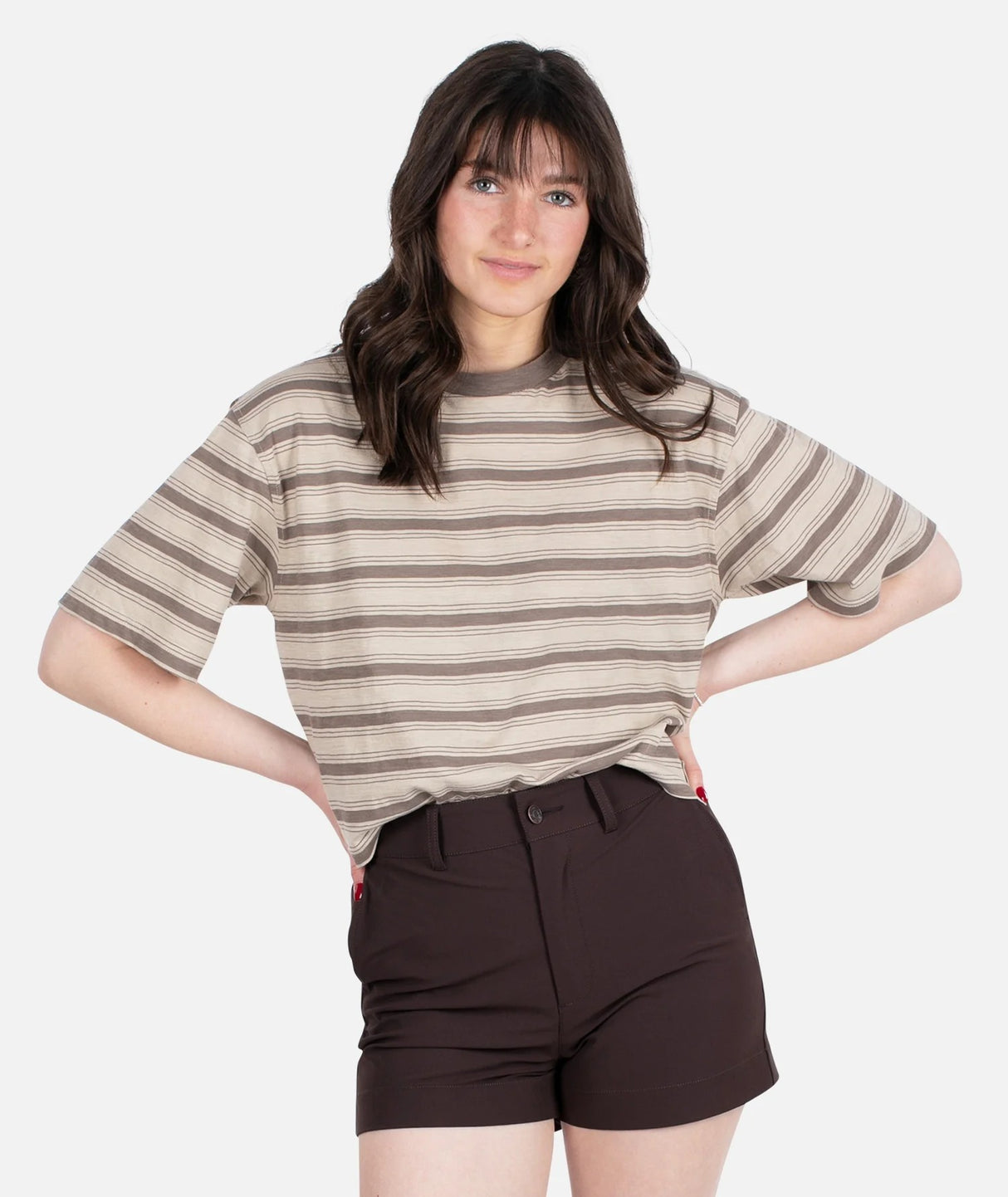 JETTY WOMENS AVALON STRIPED SHORT SLEEVE SHIRT 25