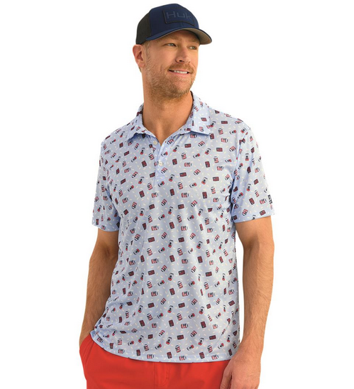 HUK MENS PURSUIT PRINTED POLO 25
