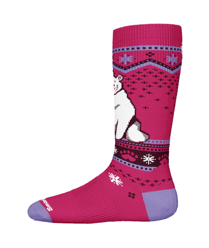 SMARTWOOL YOUTH WINTERSPORT FULL CUSHION POLAR BEAR PATTERN OTC SOCKS