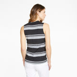 PUMA WOMENS CLOUDSPUN VALLEY STRIPE SLEEVELESS GOLF POLO
