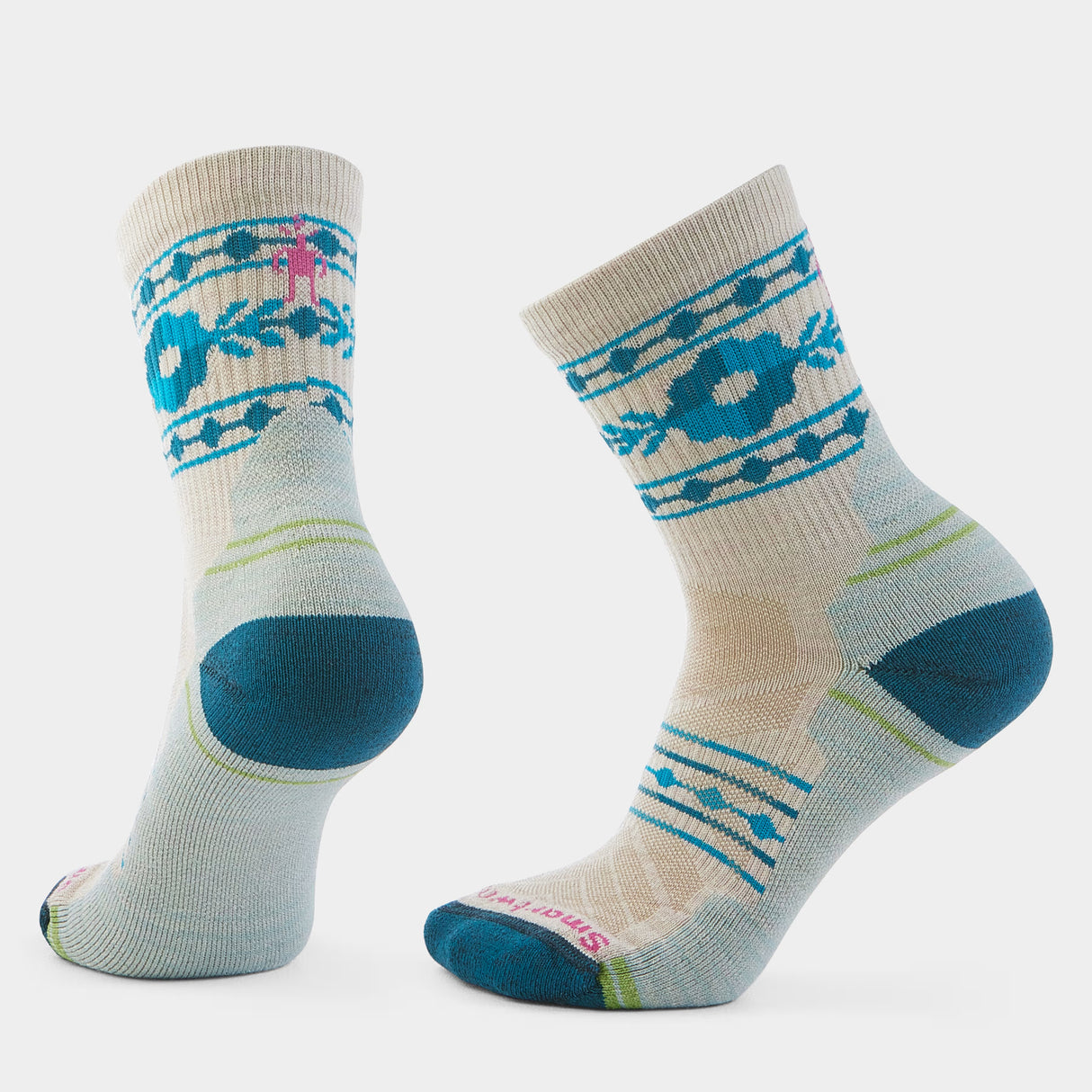 SMARTWOOL WOMENS HIKE LIGHT CUSHION RETRO FLORAL MID CREW SOCKS