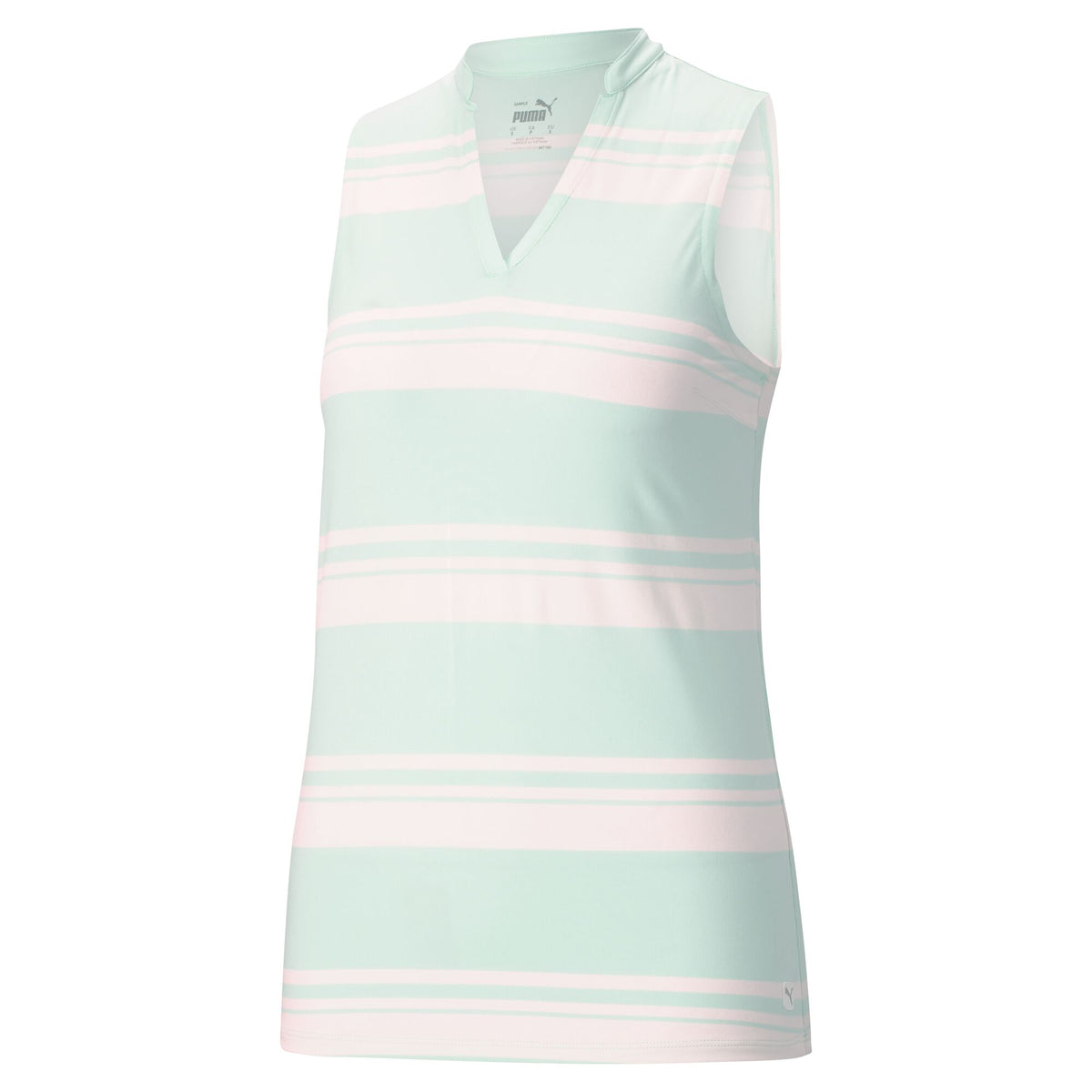 PUMA WOMENS CLOUDSPUN VALLEY STRIPE SLEEVELESS GOLF POLO